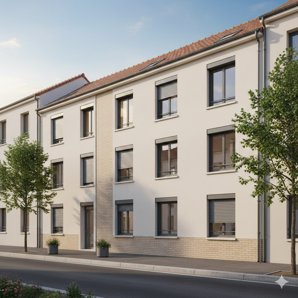 Batiment avec volet roulant crx ral 7016